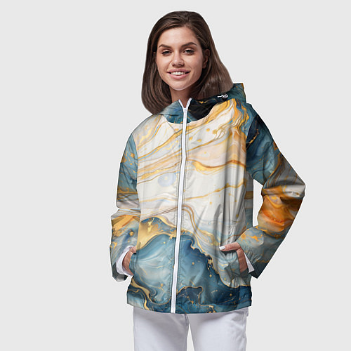 Женская ветровка Мраморная абстракция / 3D-Белый – фото 3