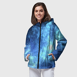 Ветровка с капюшоном женская Яркие звёзды в космосе, цвет: 3D-черный — фото 2