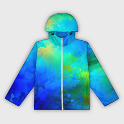 Ветровка с капюшоном женская Градиент сине-зелёных оттенков - нейросеть, цвет: 3D-белый