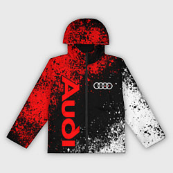Ветровка с капюшоном женская Ауди - красный и белый, цвет: 3D-черный