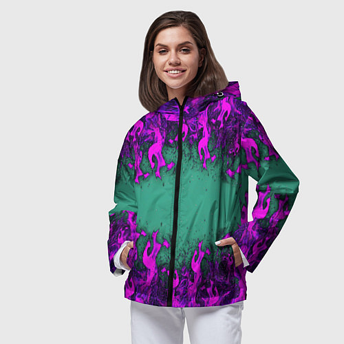 Женская ветровка Фиолетовое пламя / 3D-Черный – фото 3