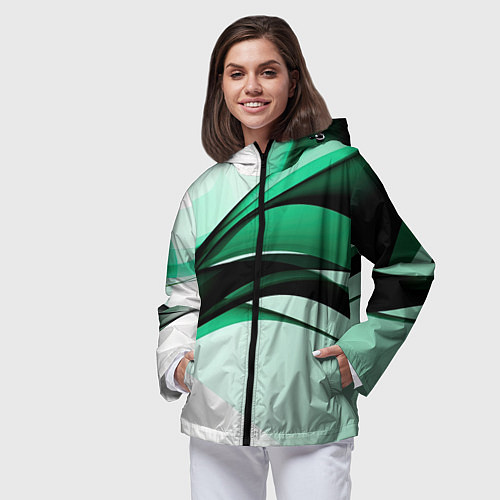 Женская ветровка White green black / 3D-Черный – фото 3