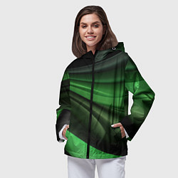 Ветровка с капюшоном женская Темная зеленая текстура, цвет: 3D-черный — фото 2
