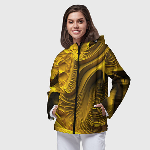 Женская ветровка Объемная желтая текстура / 3D-Черный – фото 3