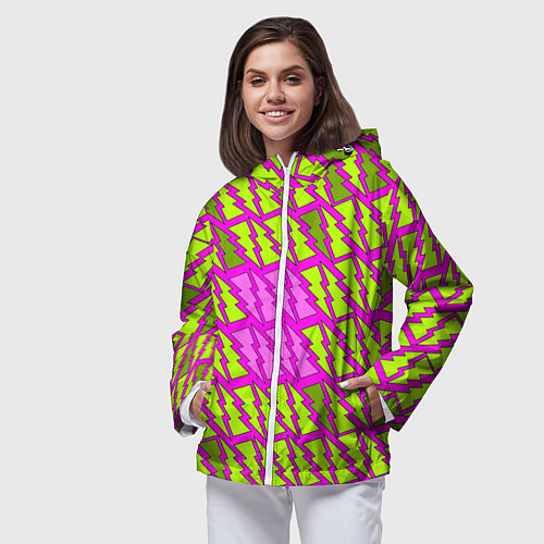 Женская ветровка Ретро молнии розово-жёлтые / 3D-Белый – фото 3