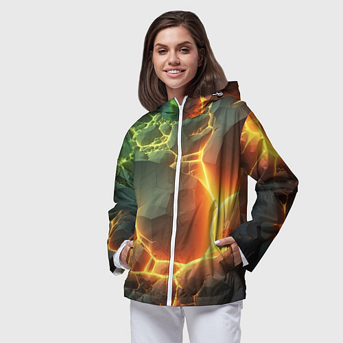 Женская ветровка Валуны в лаве / 3D-Белый – фото 3