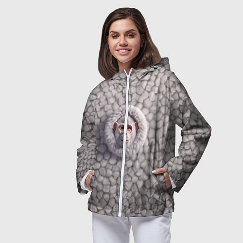 Женская ветровка Забавная белая обезьяна / 3D-Белый – фото 3