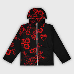 Ветровка с капюшоном женская Ducati - red flowers, цвет: 3D-белый