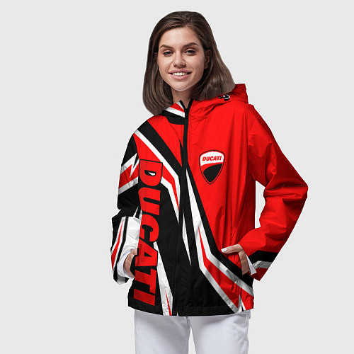 Женская ветровка Ducati- red stripes / 3D-Черный – фото 3