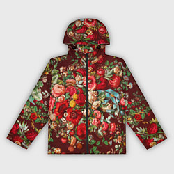 Ветровка с капюшоном женская Платок цветочный узор, цвет: 3D-черный