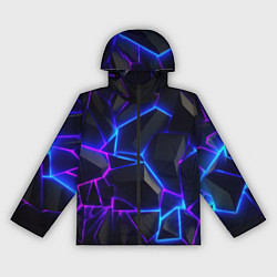 Ветровка с капюшоном женская Синий и фиолетовый неон, цвет: 3D-черный