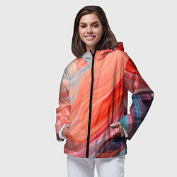 Ветровка с капюшоном женская Текучий принт от нейросети, цвет: 3D-черный — фото 2