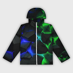 Ветровка с капюшоном женская Синие и зеленые плиты, цвет: 3D-белый
