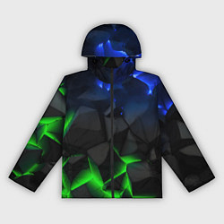 Ветровка с капюшоном женская Разлом синих и зеленых плит, цвет: 3D-черный
