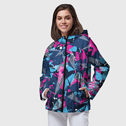 Ветровка с капюшоном женская Абстрактные узоры паттерн, цвет: 3D-черный — фото 2