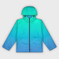 Ветровка с капюшоном женская Градиент сине-зелёный светлый, цвет: 3D-черный