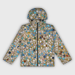 Ветровка с капюшоном женская Мозаика белая разноцветная, цвет: 3D-черный