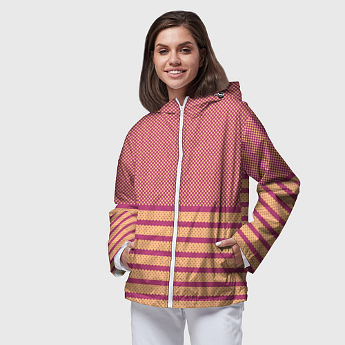 Женская ветровка Нежный жёлто-сиреневый полосатый / 3D-Белый – фото 3