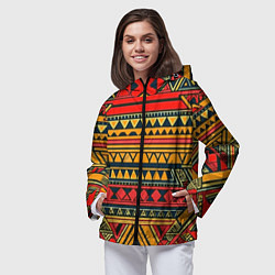 Ветровка с капюшоном женская Этнический африканский узор, цвет: 3D-черный — фото 2