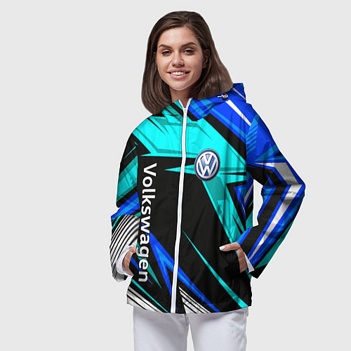 Женская ветровка Фольцваген - sport uniform / 3D-Белый – фото 3
