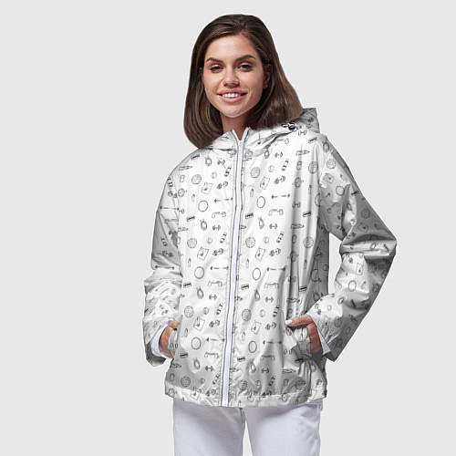 Женская ветровка Спортивные аксессуары паттерн / 3D-Белый – фото 3