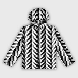 Ветровка с капюшоном женская Геометрический узор в елочку, цвет: 3D-черный