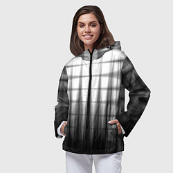 Ветровка с капюшоном женская Черная градиентная клетка, цвет: 3D-черный — фото 2