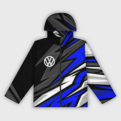 Ветровка с капюшоном женская Volkswagen - Синяя абстракция, цвет: 3D-черный