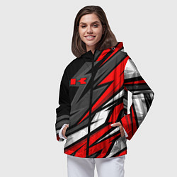 Ветровка с капюшоном женская Kawasaki - red uniform, цвет: 3D-черный — фото 2