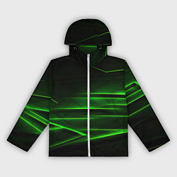 Ветровка с капюшоном женская Green lines abstract, цвет: 3D-белый