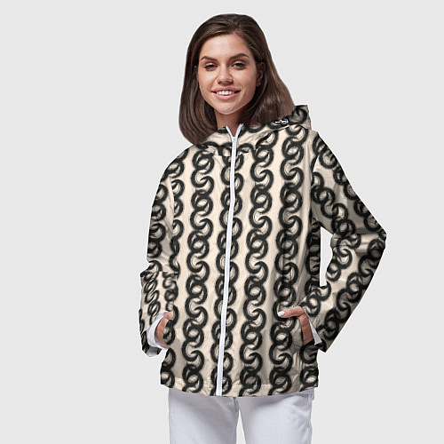 Женская ветровка Абтракция Геометрический узор в этническом стиле / 3D-Белый – фото 3