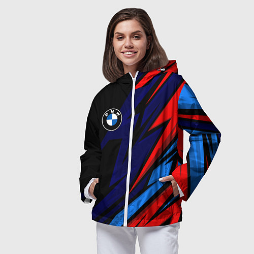 Женская ветровка BMW - m colors and black / 3D-Белый – фото 3