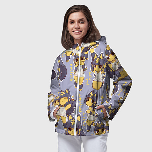 Женская ветровка Анкха желтая египетская девушка кошка / 3D-Белый – фото 3