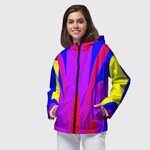 Женская ветровка Яркий цветной мотив / 3D-Черный – фото 3