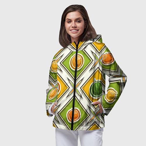 Женская ветровка Fruits and berries pattern / 3D-Черный – фото 3