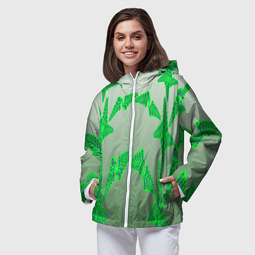 Женская ветровка Растительный паттерн / 3D-Белый – фото 3