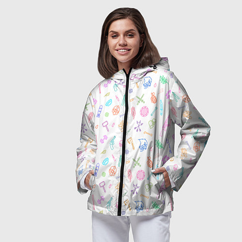 Женская ветровка Оружие - цветной на белом / 3D-Черный – фото 3