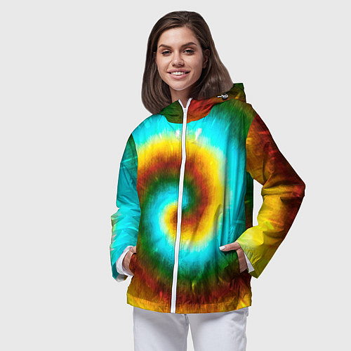 Женская ветровка Тай-дай коричневый / 3D-Белый – фото 3