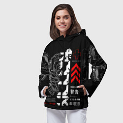 Ветровка с капюшоном женская Кибер арт в Японском стиле, цвет: 3D-черный — фото 2
