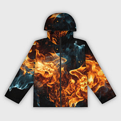 Ветровка с капюшоном женская Пламя огня фон, цвет: 3D-черный