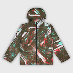 Ветровка с капюшоном женская Космические кибер схемы Красные, цвет: 3D-черный