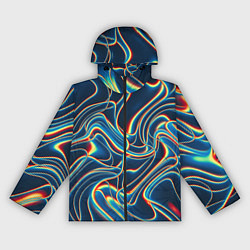 Ветровка с капюшоном женская Abstract waves, цвет: 3D-черный