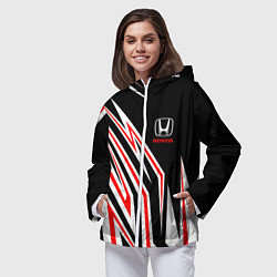 Ветровка с капюшоном женская Хонда - белый и красный, цвет: 3D-белый — фото 2