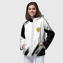 Ветровка с капюшоном женская Russia sport черно белый, цвет: 3D-белый — фото 2