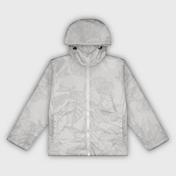 Ветровка с капюшоном женская Цветы в бежевых тонах, цвет: 3D-белый