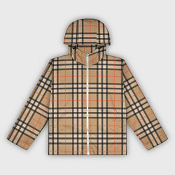 Ветровка с капюшоном женская Клетка коричневая, цвет: 3D-белый