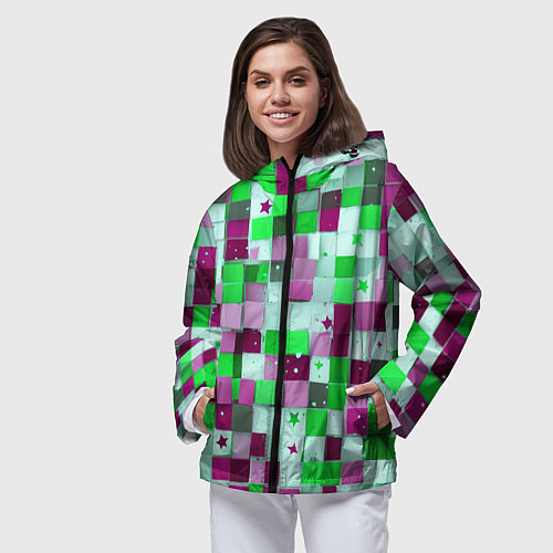 Женская ветровка Ретро Квадраты / 3D-Черный – фото 3