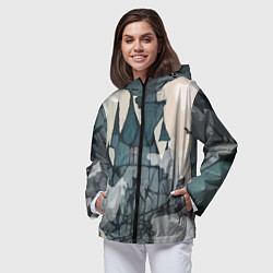 Ветровка с капюшоном женская Замок в воображении, цвет: 3D-черный — фото 2