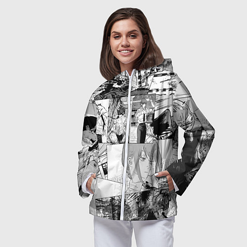 Женская ветровка Человек Бензопила манга / 3D-Белый – фото 3