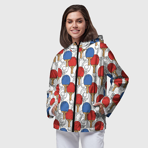 Женская ветровка Настольный теннис - ракетки / 3D-Черный – фото 3